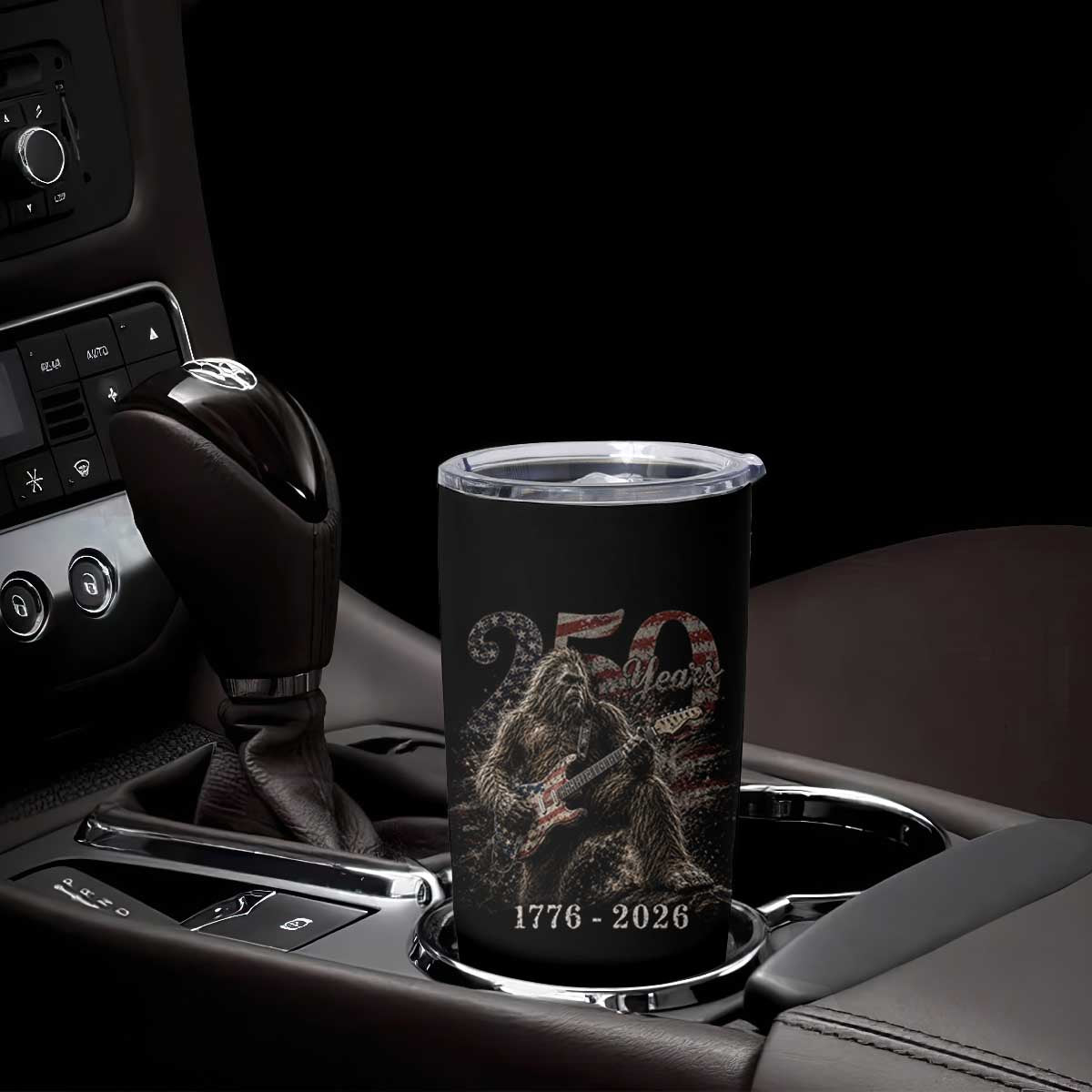 Vintage Bigfoot Playing Guitar 250 Years Tumbler Cup 1776 2026 Bigfoot Patriotic USA Flag Sasquatch TS10 Print Your Wear