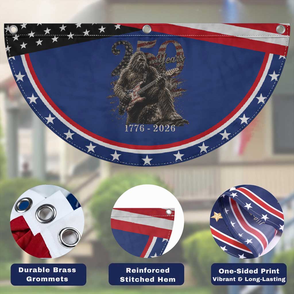 Vintage Bigfoot Playing Guitar 250 Years Patriotic Fan Flag 1776 2026 Bigfoot USA Flag Sasquatch