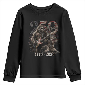 Vintage Bigfoot Playing Guitar 250 Years Youth Sweatshirt 1776 2026 Bigfoot Patriotic USA Flag Sasquatch TS10 Black Print Your Wear