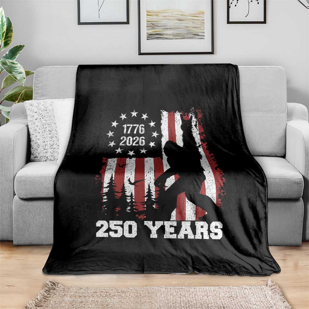 Vintage Bigfoot USA 250th Anniversary Throw Blanket 250 Years Of Freedom US Flag Independence Day 4th July Patriotic