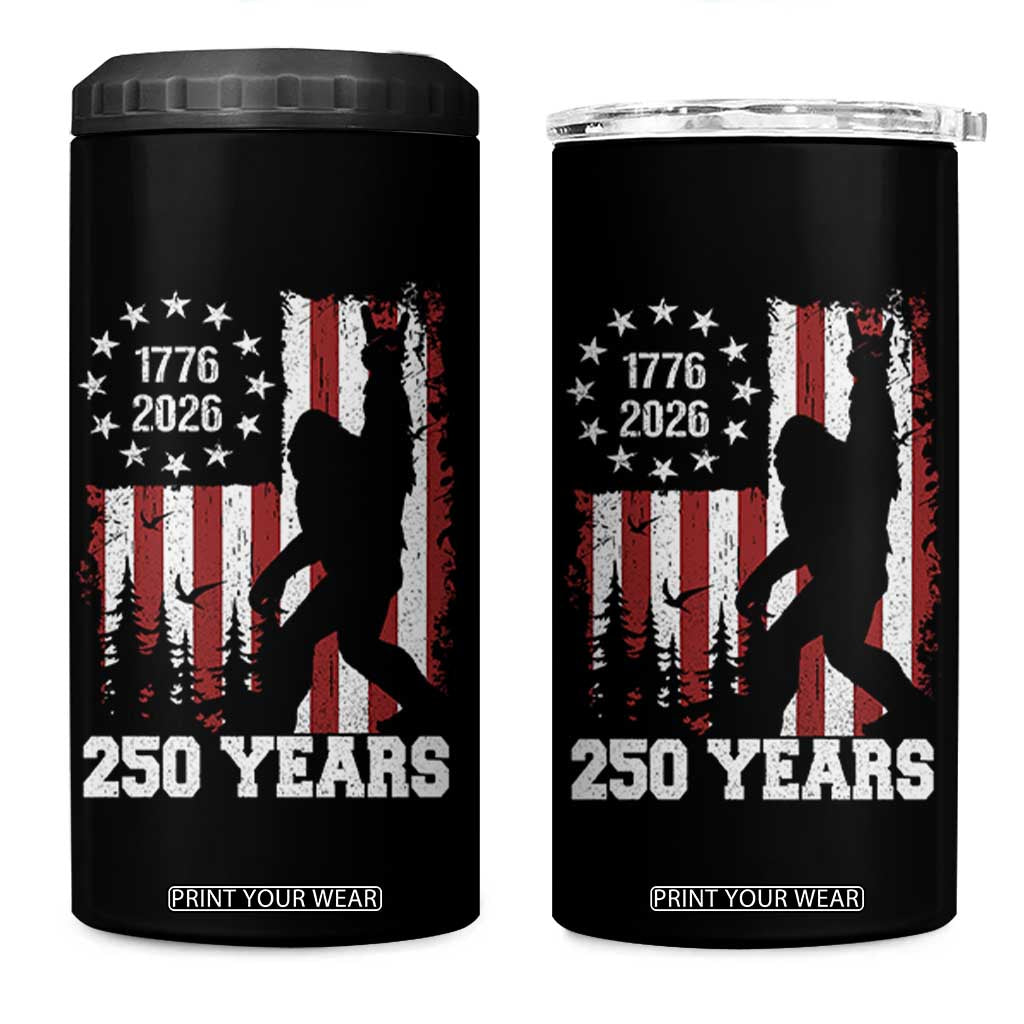 Vintage Bigfoot USA 250th Anniversary 4 in 1 Can Cooler Tumbler 250 Years Of Freedom US Flag Independence Day 4th July Patriotic TS10 One Size: 16 oz Black Print Your Wear