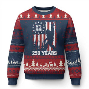 Vintage Bigfoot USA 250th Anniversary Ugly Christmas Sweater 250 Years Of Freedom US Flag Independence Day 4th July Patriotic