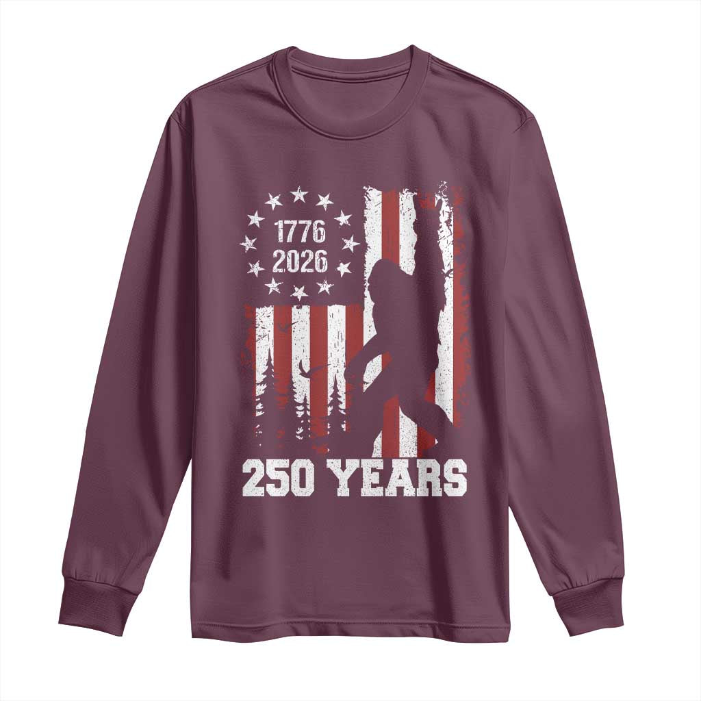 Vintage Bigfoot USA 250th Anniversary Long Sleeve Shirt 250 Years Of Freedom US Flag Independence Day 4th July Patriotic