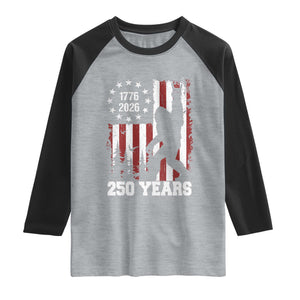 Vintage Bigfoot USA 250th Anniversary Raglan Shirt 250 Years Of Freedom US Flag Independence Day 4th July Patriotic