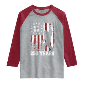 Vintage Bigfoot USA 250th Anniversary Raglan Shirt 250 Years Of Freedom US Flag Independence Day 4th July Patriotic