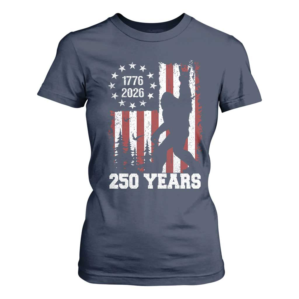 Vintage Bigfoot USA 250th Anniversary T Shirt For Women 250 Years Of Freedom US Flag Independence Day 4th July Patriotic TS10 Navy Print Your Wear