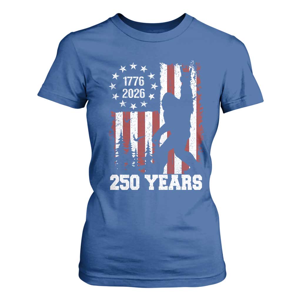 Vintage Bigfoot USA 250th Anniversary T Shirt For Women 250 Years Of Freedom US Flag Independence Day 4th July Patriotic TS10 Royal Blue Print Your Wear