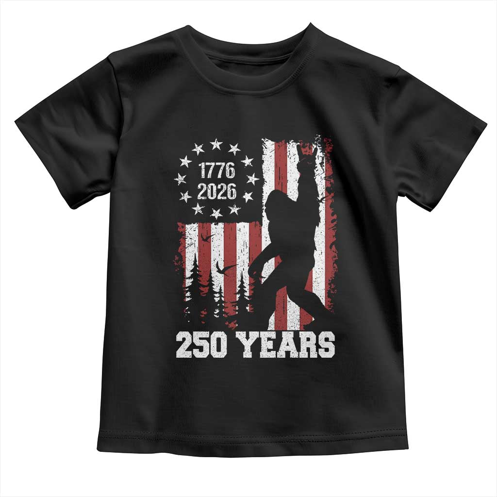 Vintage Bigfoot USA 250th Anniversary Toddler T Shirt 250 Years Of Freedom US Flag Independence Day 4th July Patriotic TS10 Black Print Your Wear
