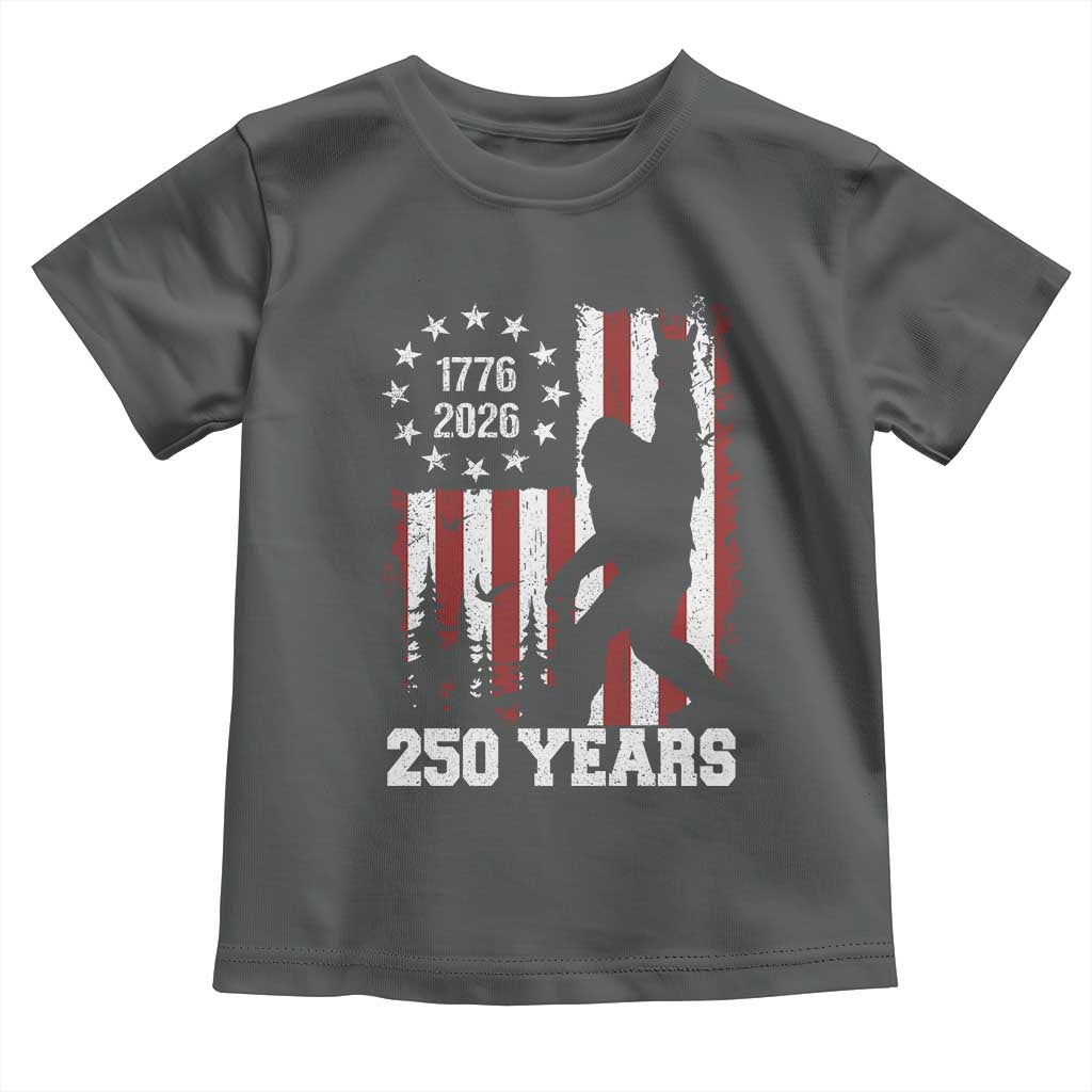 Vintage Bigfoot USA 250th Anniversary Toddler T Shirt 250 Years Of Freedom US Flag Independence Day 4th July Patriotic TS10 Dark Heather Print Your Wear