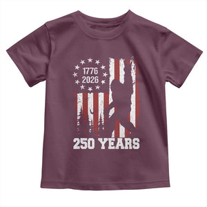 Vintage Bigfoot USA 250th Anniversary Toddler T Shirt 250 Years Of Freedom US Flag Independence Day 4th July Patriotic TS10 Maroon Print Your Wear