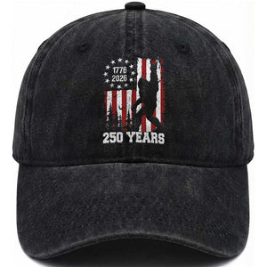 Vintage Bigfoot USA 250th Anniversary Washed Cotton Baseball Cap 250 Years Of Freedom US Flag Independence Day 4th July Patriotic