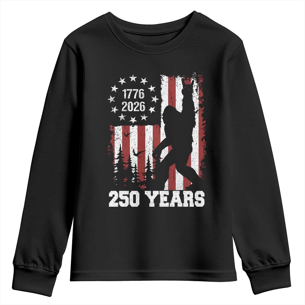 Vintage Bigfoot USA 250th Anniversary Youth Sweatshirt 250 Years Of Freedom US Flag Independence Day 4th July Patriotic TS10 Black Print Your Wear