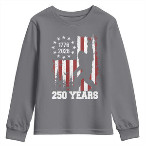 Vintage Bigfoot USA 250th Anniversary Youth Sweatshirt 250 Years Of Freedom US Flag Independence Day 4th July Patriotic