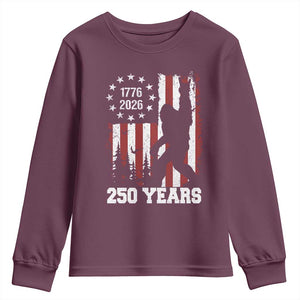 Vintage Bigfoot USA 250th Anniversary Youth Sweatshirt 250 Years Of Freedom US Flag Independence Day 4th July Patriotic