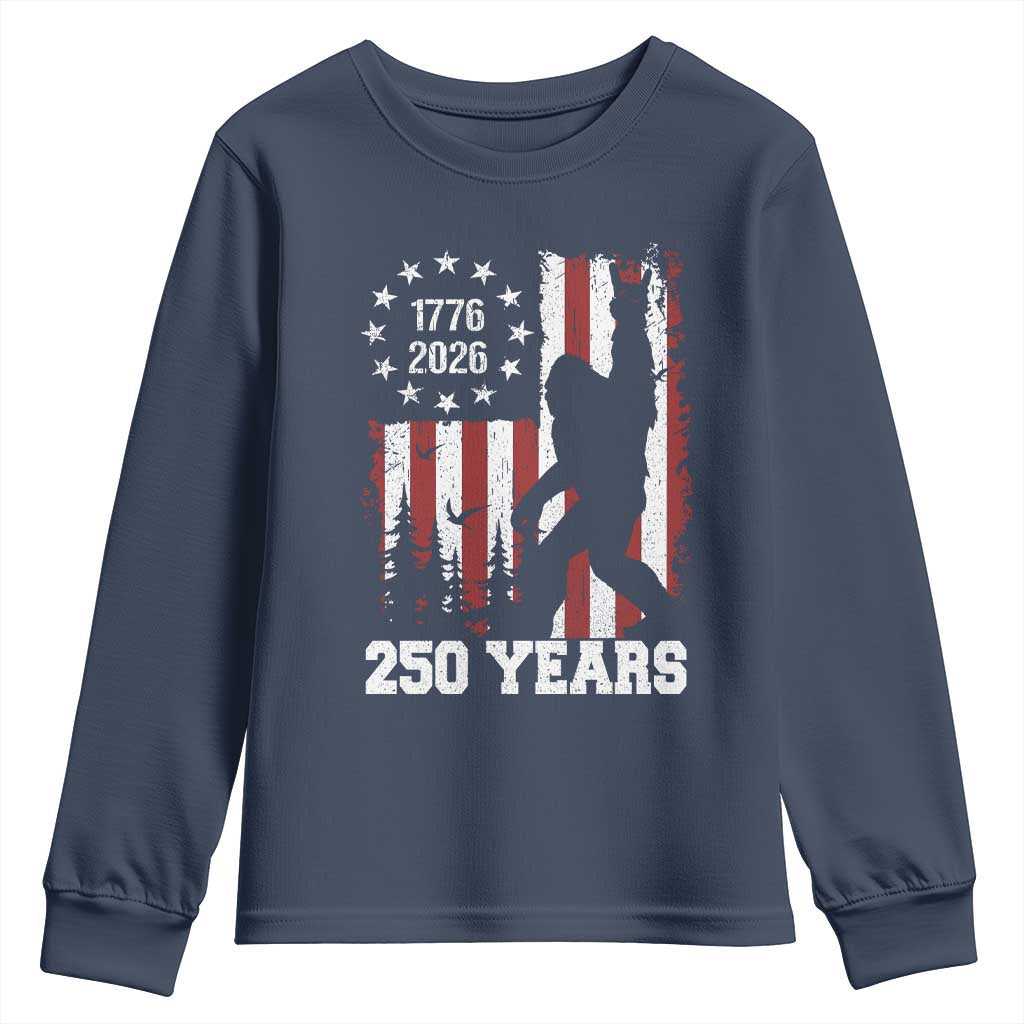 Vintage Bigfoot USA 250th Anniversary Youth Sweatshirt 250 Years Of Freedom US Flag Independence Day 4th July Patriotic