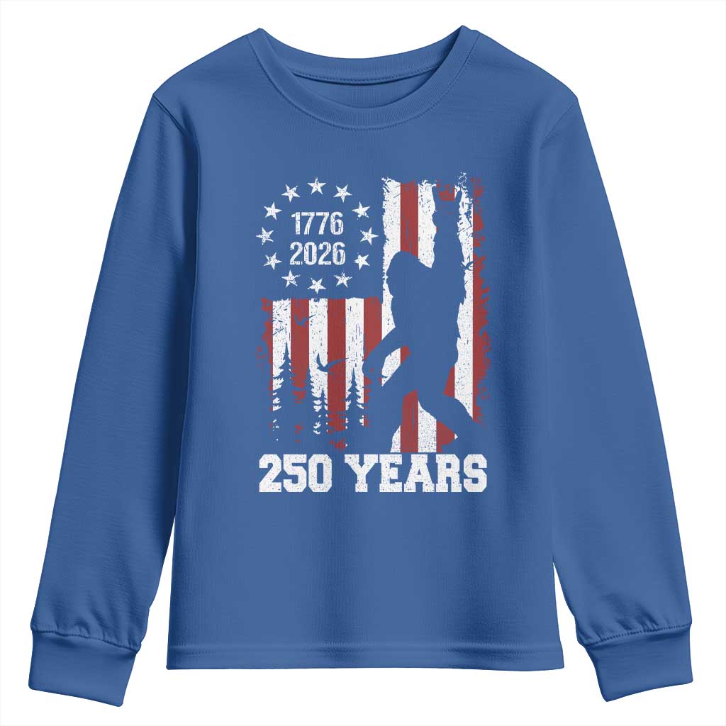 Vintage Bigfoot USA 250th Anniversary Youth Sweatshirt 250 Years Of Freedom US Flag Independence Day 4th July Patriotic