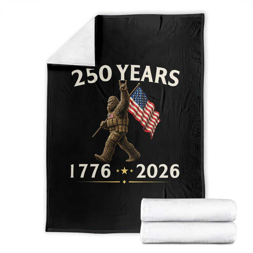 Bigfoot USA 250th Anniversary Throw Blanket Sasquatch 250 Years Vintage American Flag Patriotic 4th of July