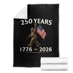 Bigfoot USA 250th Anniversary Throw Blanket Sasquatch 250 Years Vintage American Flag Patriotic 4th of July