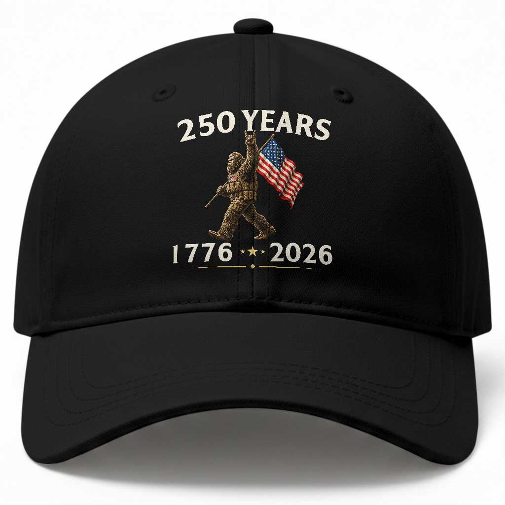 Bigfoot USA 250th Anniversary Baseball Cap Sasquatch 250 Years Vintage American Flag Patriotic 4th of July TS10 Print Your Wear