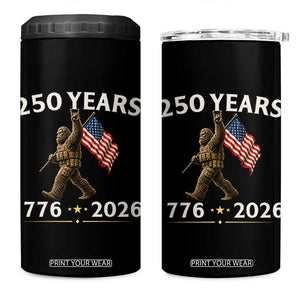 Bigfoot USA 250th Anniversary 4 in 1 Can Cooler Tumbler Sasquatch 250 Years Vintage American Flag Patriotic 4th of July