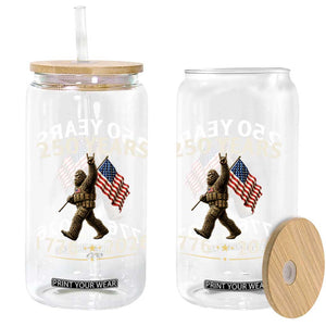 Bigfoot USA 250th Anniversary Glass Can Sasquatch 250 Years Vintage American Flag Patriotic 4th of July