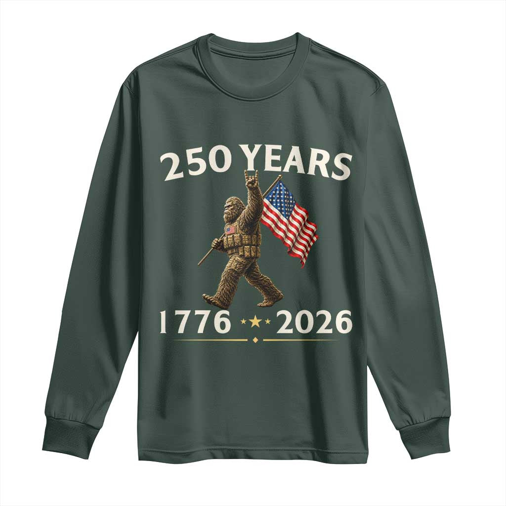 Bigfoot USA 250th Anniversary Long Sleeve Shirt Sasquatch 250 Years Vintage American Flag Patriotic 4th of July