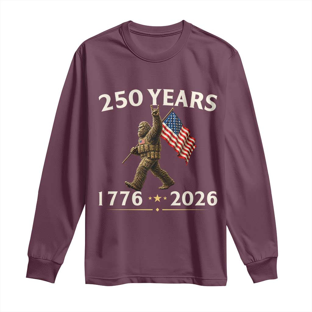 Bigfoot USA 250th Anniversary Long Sleeve Shirt Sasquatch 250 Years Vintage American Flag Patriotic 4th of July