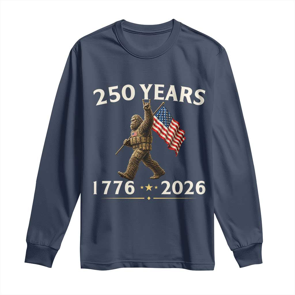 Bigfoot USA 250th Anniversary Long Sleeve Shirt Sasquatch 250 Years Vintage American Flag Patriotic 4th of July
