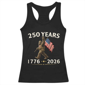 Bigfoot USA 250th Anniversary Racerback Tank Top Sasquatch 250 Years Vintage American Flag Patriotic 4th of July