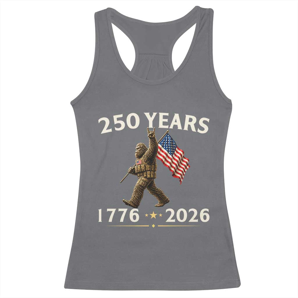 Bigfoot USA 250th Anniversary Racerback Tank Top Sasquatch 250 Years Vintage American Flag Patriotic 4th of July