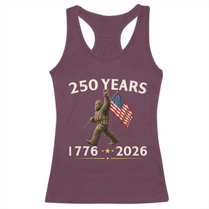 Bigfoot USA 250th Anniversary Racerback Tank Top Sasquatch 250 Years Vintage American Flag Patriotic 4th of July