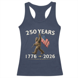 Bigfoot USA 250th Anniversary Racerback Tank Top Sasquatch 250 Years Vintage American Flag Patriotic 4th of July