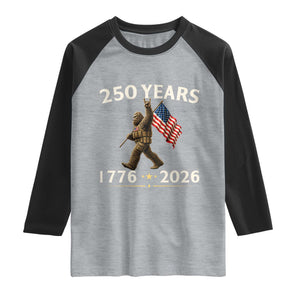 Bigfoot USA 250th Anniversary Raglan Shirt Sasquatch 250 Years Vintage American Flag Patriotic 4th of July