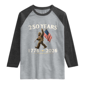 Bigfoot USA 250th Anniversary Raglan Shirt Sasquatch 250 Years Vintage American Flag Patriotic 4th of July