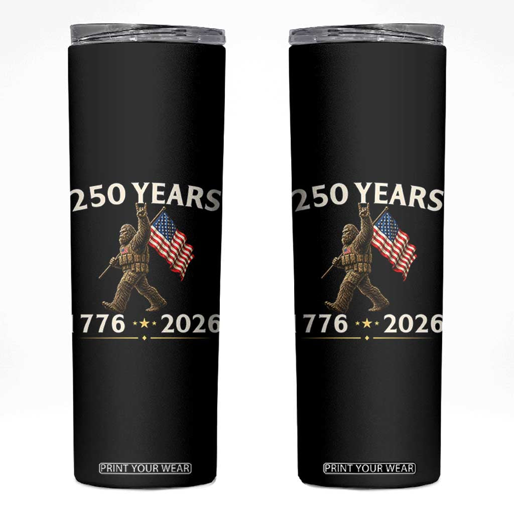 Bigfoot USA 250th Anniversary Skinny Tumbler Sasquatch 250 Years Vintage American Flag Patriotic 4th of July