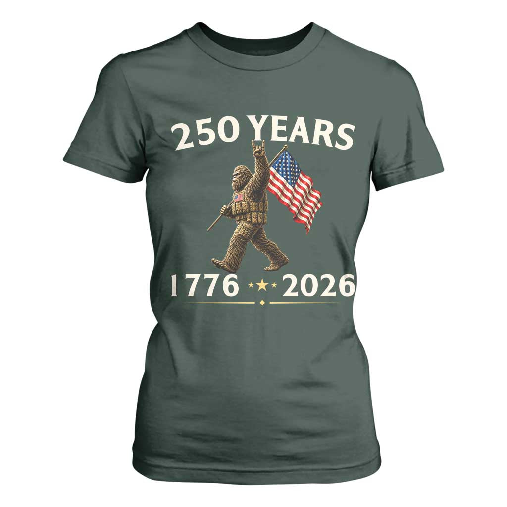 Bigfoot USA 250th Anniversary T Shirt For Women Sasquatch 250 Years Vintage American Flag Patriotic 4th of July