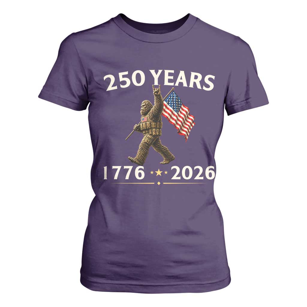 Bigfoot USA 250th Anniversary T Shirt For Women Sasquatch 250 Years Vintage American Flag Patriotic 4th of July