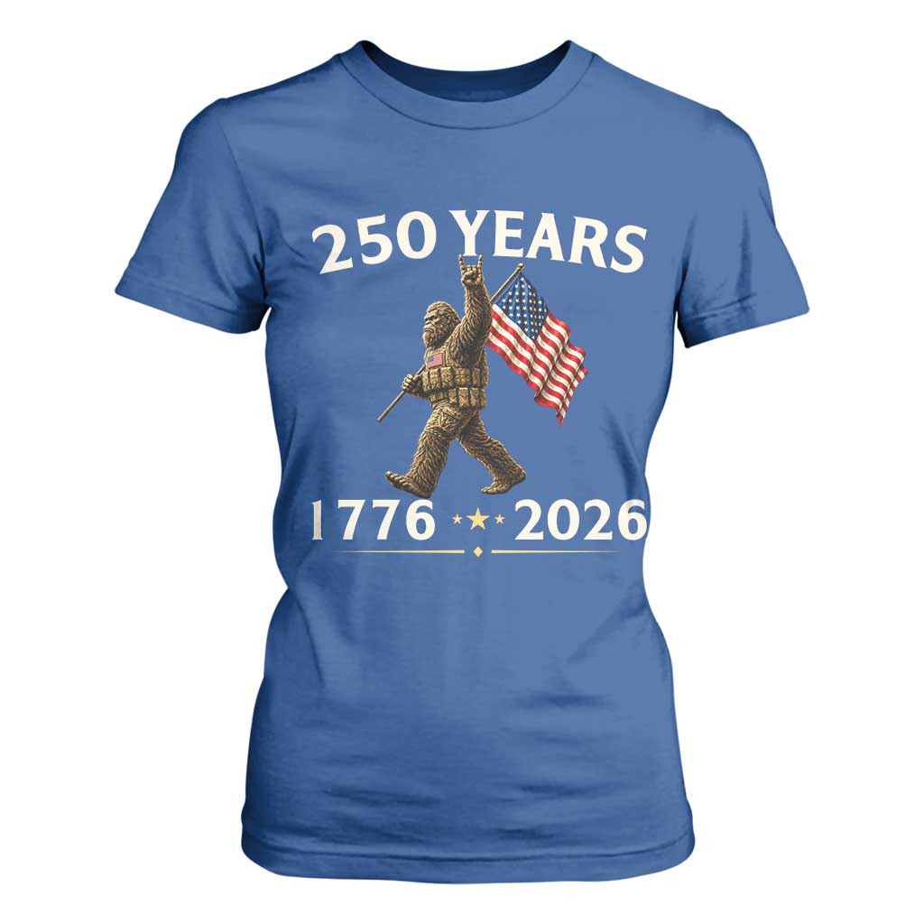 Bigfoot USA 250th Anniversary T Shirt For Women Sasquatch 250 Years Vintage American Flag Patriotic 4th of July