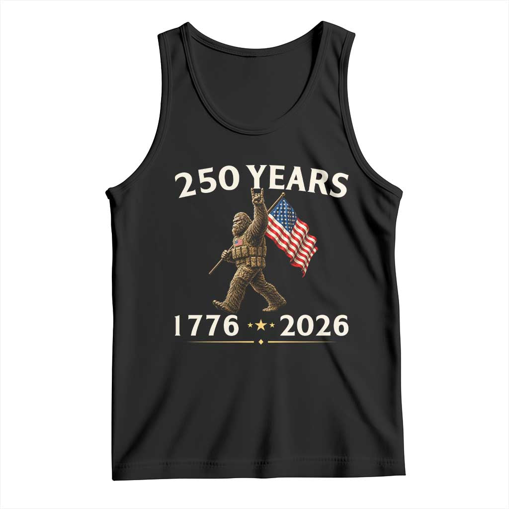 Bigfoot USA 250th Anniversary Tank Top Sasquatch 250 Years Vintage American Flag Patriotic 4th of July TS10 Black Print Your Wear