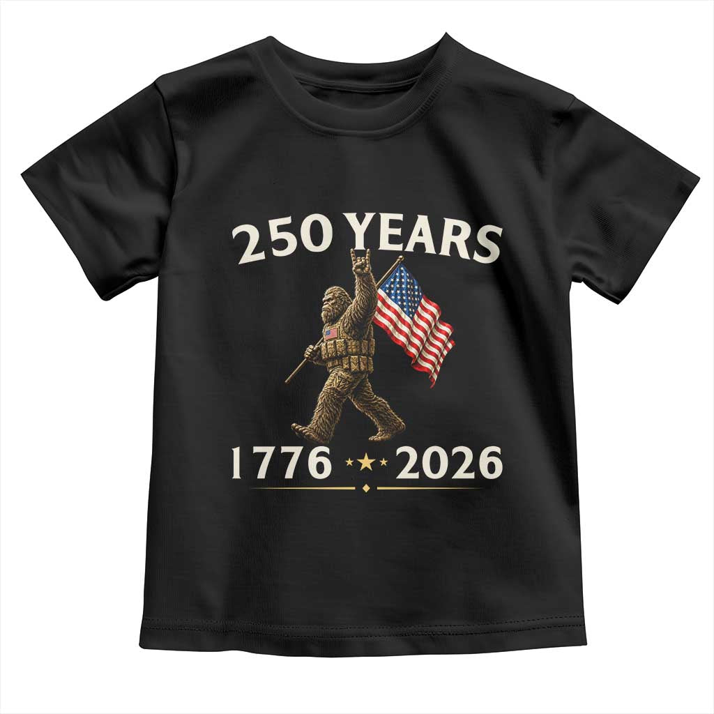 Bigfoot USA 250th Anniversary Toddler T Shirt Sasquatch 250 Years Vintage American Flag Patriotic 4th of July
