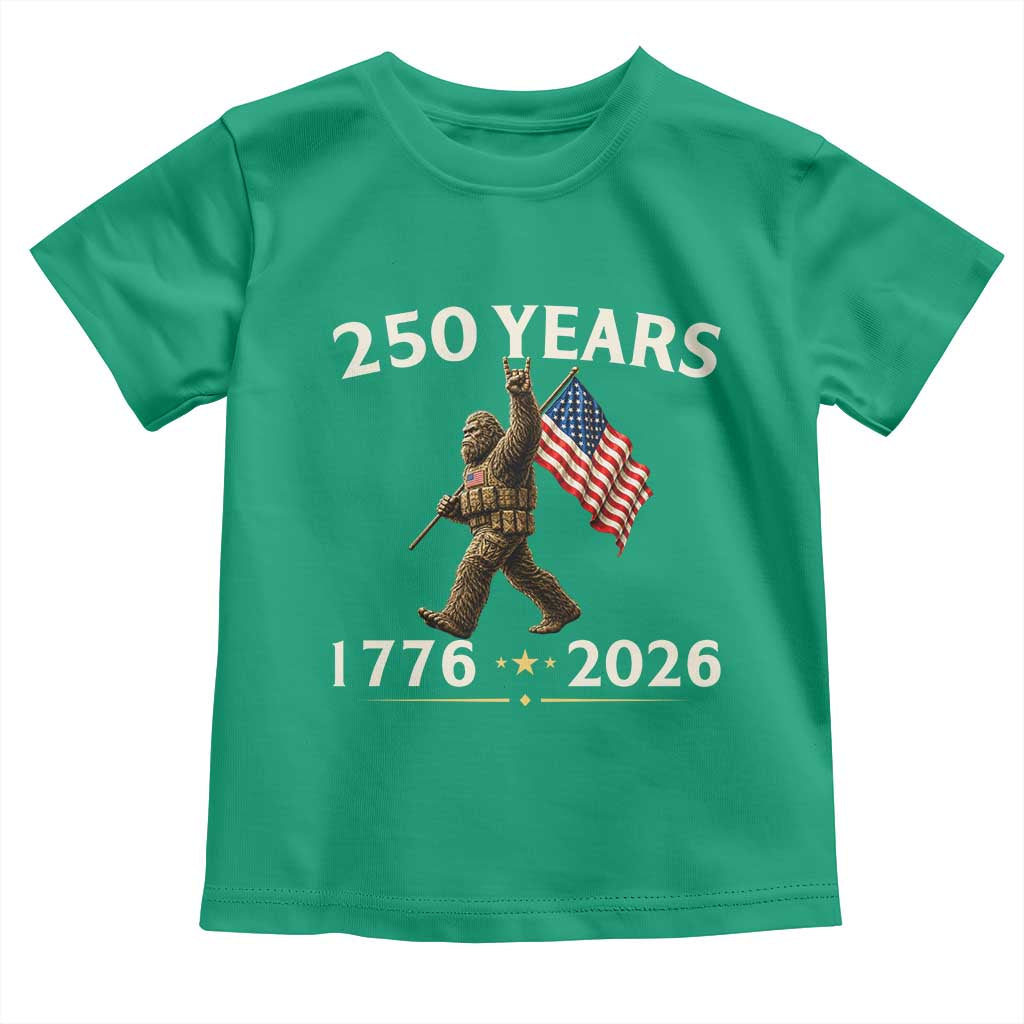 Bigfoot USA 250th Anniversary Toddler T Shirt Sasquatch 250 Years Vintage American Flag Patriotic 4th of July