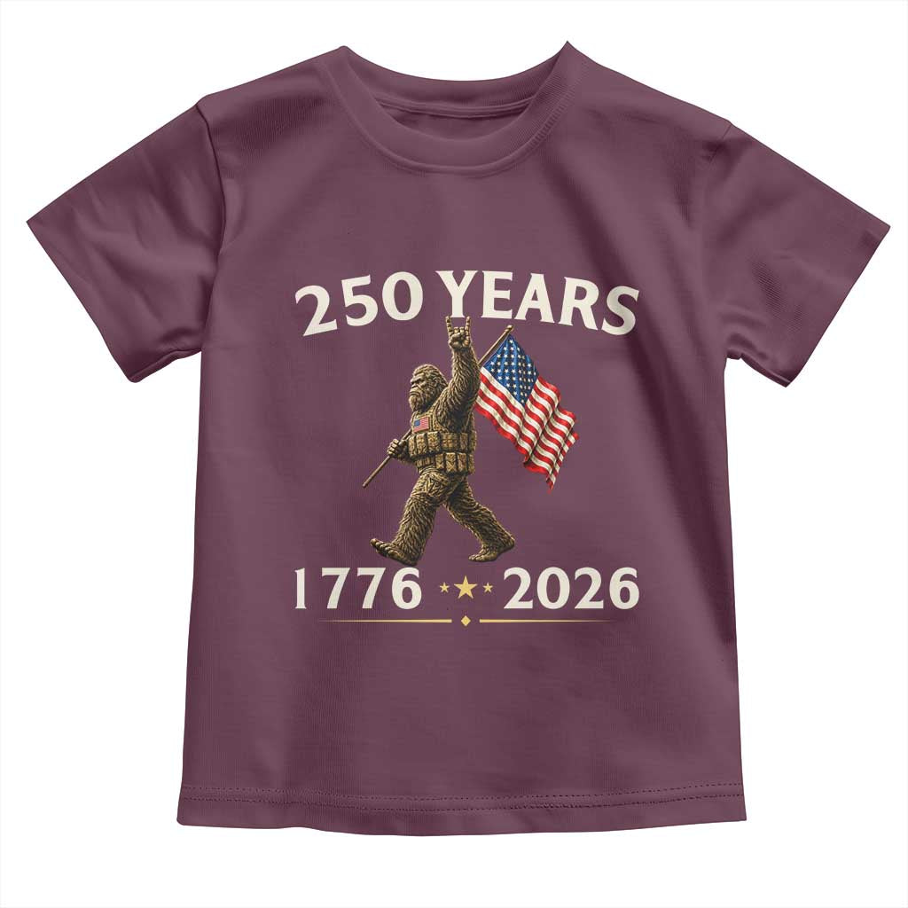 Bigfoot USA 250th Anniversary Toddler T Shirt Sasquatch 250 Years Vintage American Flag Patriotic 4th of July