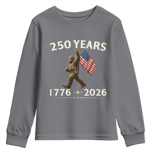 Bigfoot USA 250th Anniversary Youth Sweatshirt Sasquatch 250 Years Vintage American Flag Patriotic 4th of July