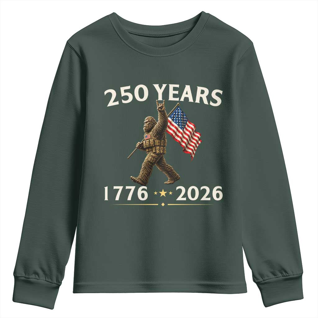 Bigfoot USA 250th Anniversary Youth Sweatshirt Sasquatch 250 Years Vintage American Flag Patriotic 4th of July