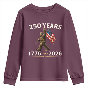 Bigfoot USA 250th Anniversary Youth Sweatshirt Sasquatch 250 Years Vintage American Flag Patriotic 4th of July