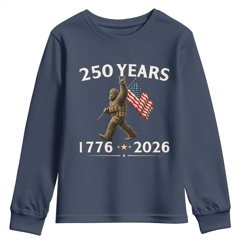 Bigfoot USA 250th Anniversary Youth Sweatshirt Sasquatch 250 Years Vintage American Flag Patriotic 4th of July