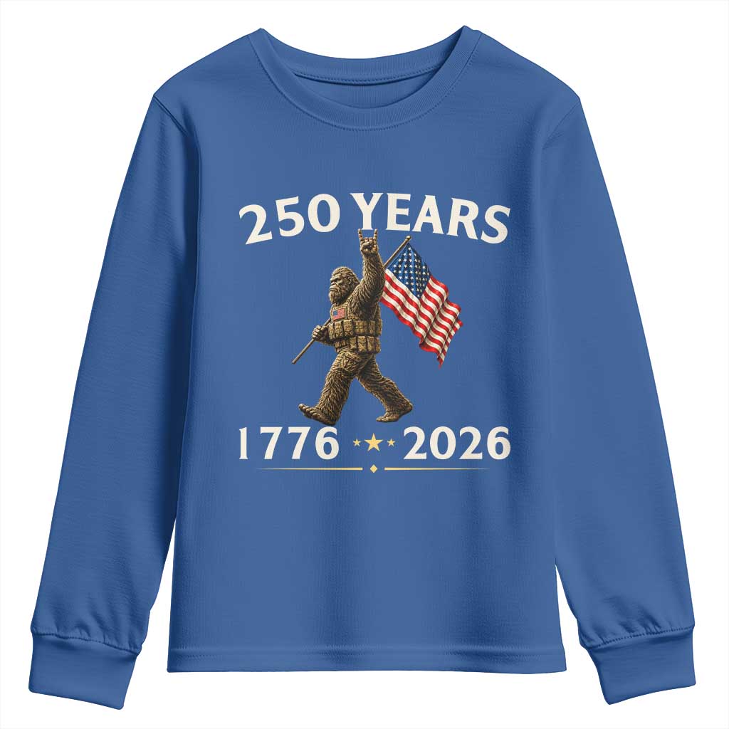 Bigfoot USA 250th Anniversary Youth Sweatshirt Sasquatch 250 Years Vintage American Flag Patriotic 4th of July