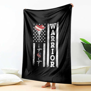 Cool Heart Surgery Warrior Throw Blanket Coronary Bypass Artery Open Heart Surgery Heartbeat American Flag