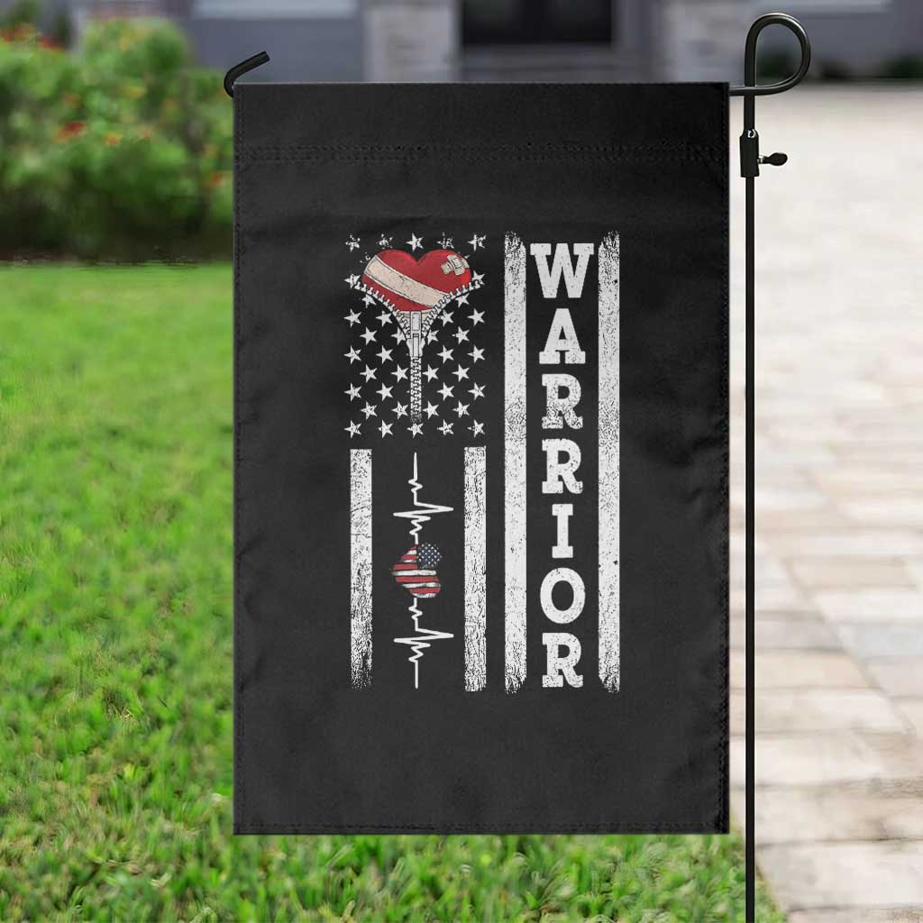 Cool Heart Surgery Warrior Garden Flag Coronary Bypass Artery Open Heart Surgery Heartbeat American Flag