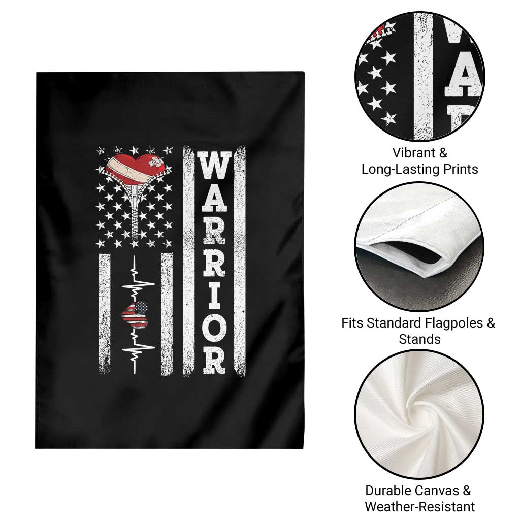 Cool Heart Surgery Warrior Garden Flag Coronary Bypass Artery Open Heart Surgery Heartbeat American Flag